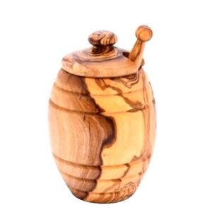Italian Olive Wood Honey Jar with Extractor - LIMITED TIME OFFER